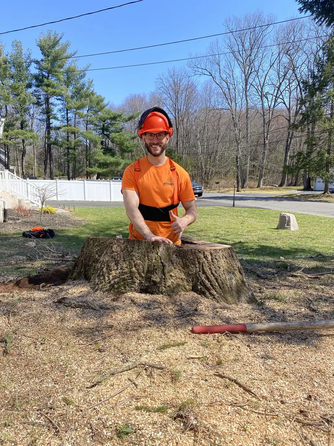 Devon Marino working outdoors on a property